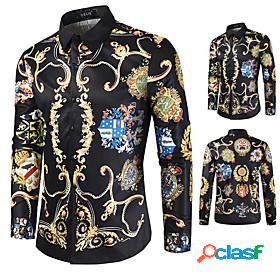 Men's Shirt Floral Turndown Casual Daily Long Sleeve