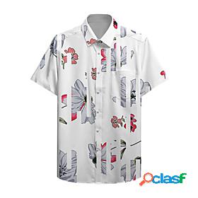 Men's Shirt Floral Turndown Casual Daily Short Sleeve