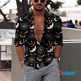 Men's Shirt Moon Bat 3D Print Collar Halloween Casual Long