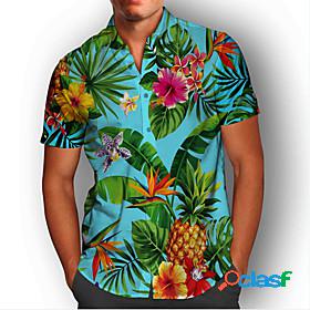 Mens Shirt Plants Pineapple Collar Turndown Casual Daily