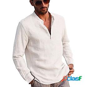 Men's Shirt Solid Color Collar Street Daily Long Sleeve Tops