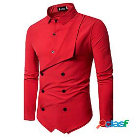 Mens Shirt Solid Colored Classic Collar Daily Long Sleeve