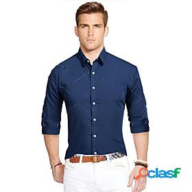 Men's Shirt Solid Colored Collar Daily Long Sleeve Tops