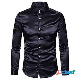 Men's Shirt Solid Colored Collar Shirt Collar Daily Long