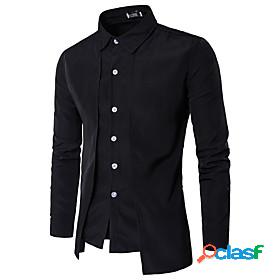 Mens Shirt Solid Colored Collar Shirt Collar Daily Long