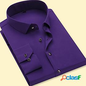 Mens Shirt Solid Colored Collar Square Neck Party Daily Long
