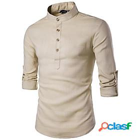 Men's Shirt Solid Colored Collar Standing Collar Causal