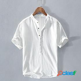 Mens Shirt Solid Colored Collar Standing Collar Daily