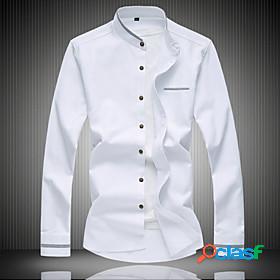 Mens Shirt Solid Colored Standing Collar Daily Going out