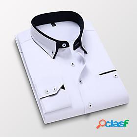 Mens Shirt Solid Colored non-printing Collar Button Down