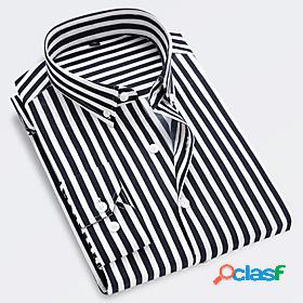 Mens Shirt Striped Collar Classic Collar Daily Work Long