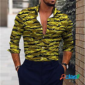 Mens Shirt Striped Collar Street Casual Long Sleeve