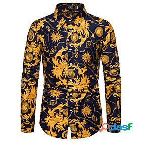 Mens Shirt Symbol Other Prints Button Down Collar Daily Long