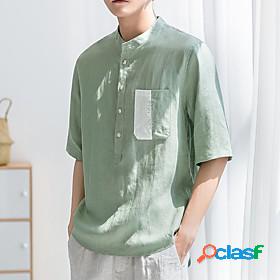 Mens Shirt T-shirt Sleeve Basic Shirt Collar Medium Spring