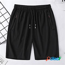 Mens Shorts Shorts Short Pants Solid Color Mid Waist Black L