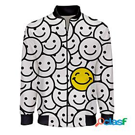 Men's Smile Face Jacket Print 3D Print Casual Daily Basic