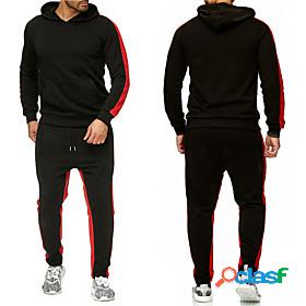 Mens Solid Colored Activewear Set Sports Outdoors Basic