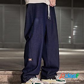 Mens Stylish Streetwear Pocket Straight Jeans Trousers Full