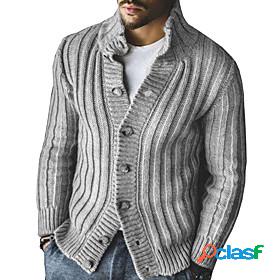 Men's Sweater Cardigan Sweater Coat Vintage Style Y Neck