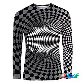 Mens T shirt 3D Print Graphic Optical Illusion Print Long