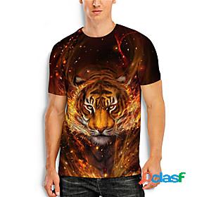 Mens T shirt 3D Tiger Animal 3D Print Round Neck Daily