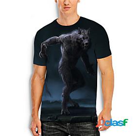 Mens T shirt 3D Wolf Animal 3D Print Round Neck Daily
