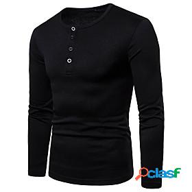 Men's T shirt Bishop Sleeve Basic Henley Thick Spring Fall
