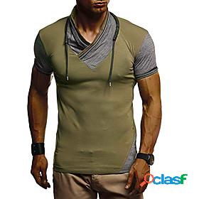 Mens T shirt Color Block Crew Neck Casual Daily Short Sleeve