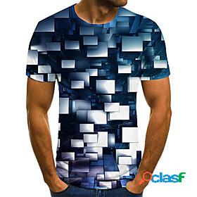 Mens T shirt Geometric 3D Print Round Neck Casual Daily