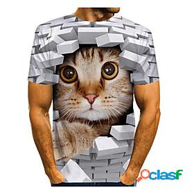 Mens T shirt Graphic 3D Animal 3D Print Round Neck Daily