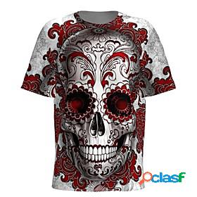 Men's T shirt Graphic 3D Skull 3D Print Round Neck Halloween