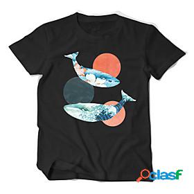 Mens T shirt Graphic Fish Animal Hot Stamping Round Neck