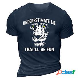 Mens T shirt Graphic Lion 3D Print Crew Neck Casual Daily