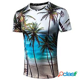 Mens T shirt Graphic Scenery Round Neck Party Casual Short