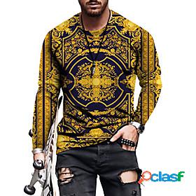 Mens T shirt Graphic Vintage 3D Print Crew Neck Casual Daily