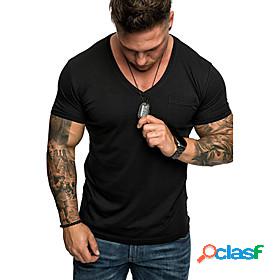 Mens T shirt Plain non-printing V Neck Daily Short Sleeve