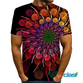 Mens T shirt Shirt 3D Round Neck Daily Short Sleeve Tops