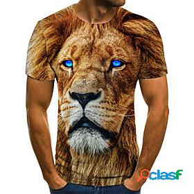 Mens T shirt Shirt Animal 3D Print Round Neck Casual Daily