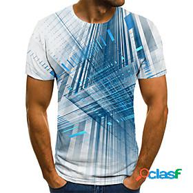 Mens T shirt Shirt Geometric 3D Print Round Neck Casual