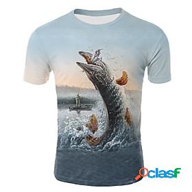 Mens T shirt Shirt Graphic 3D Animal Round Neck Print Tops