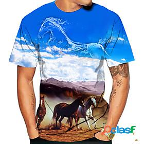 Mens T shirt Shirt Graphic Animal Round Neck Daily Short