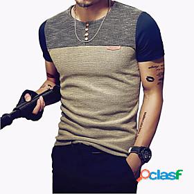 Mens T shirt Shirt Graphic Color Block Round Neck Daily