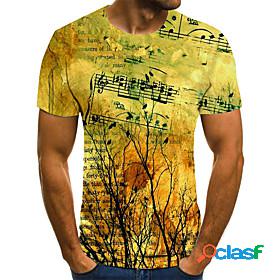 Mens T shirt Shirt Landscape 3D Print Round Neck Casual
