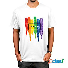 Mens T shirt Shirt Rainbow Graphic Letter 3D Print Round