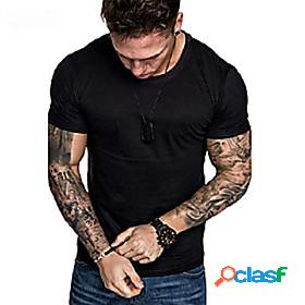 Mens T shirt Shirt Solid Colored Round Neck Daily Sports