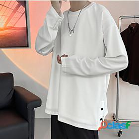 Mens T shirt Solid Color Crew Neck Casual Daily Long Sleeve