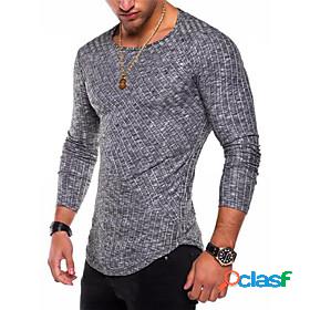 Mens T shirt Solid Color Crew Neck Casual Daily Long Sleeve