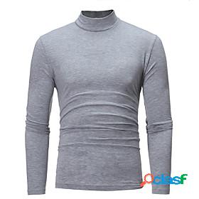 Mens T shirt Solid Colored Round Neck Daily Long Sleeve Slim