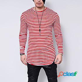 Mens T shirt Striped Crew Neck Casual Daily Long Sleeve Tops