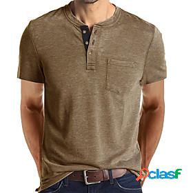 Men's T shirt T-shirt Sleeve Basic Henley Medium Spring